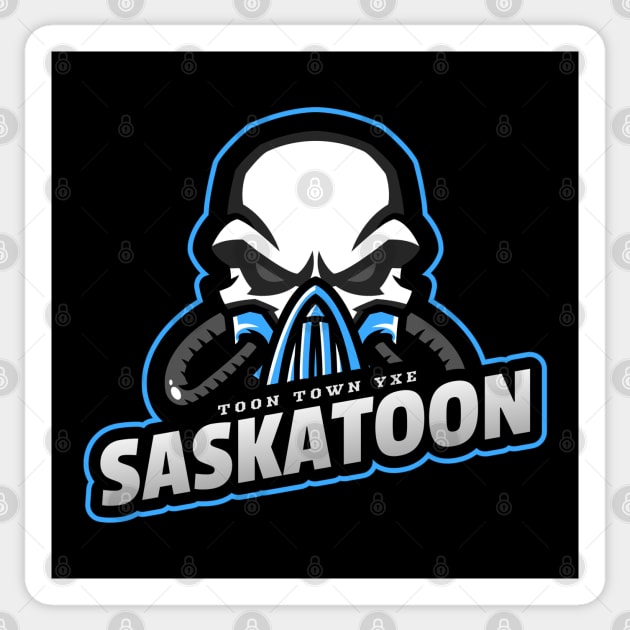 Masked Resilience Saskatoon Skull Logo Sticker by Stooned in Stoon